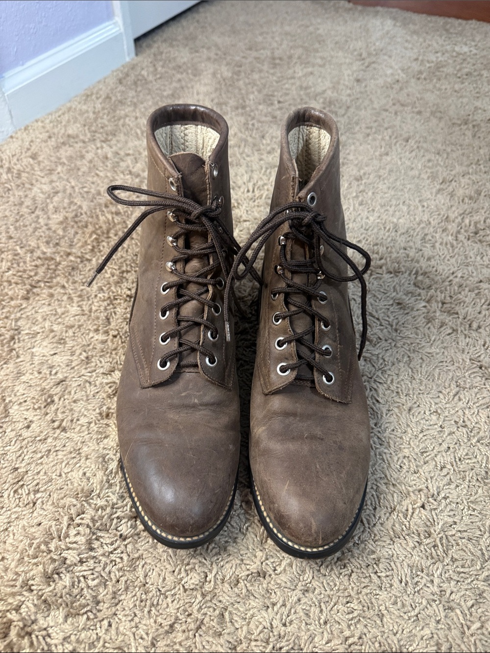 Justin Boots Women McKean Brown Leather Classic Lace Up Design Booties Size 8